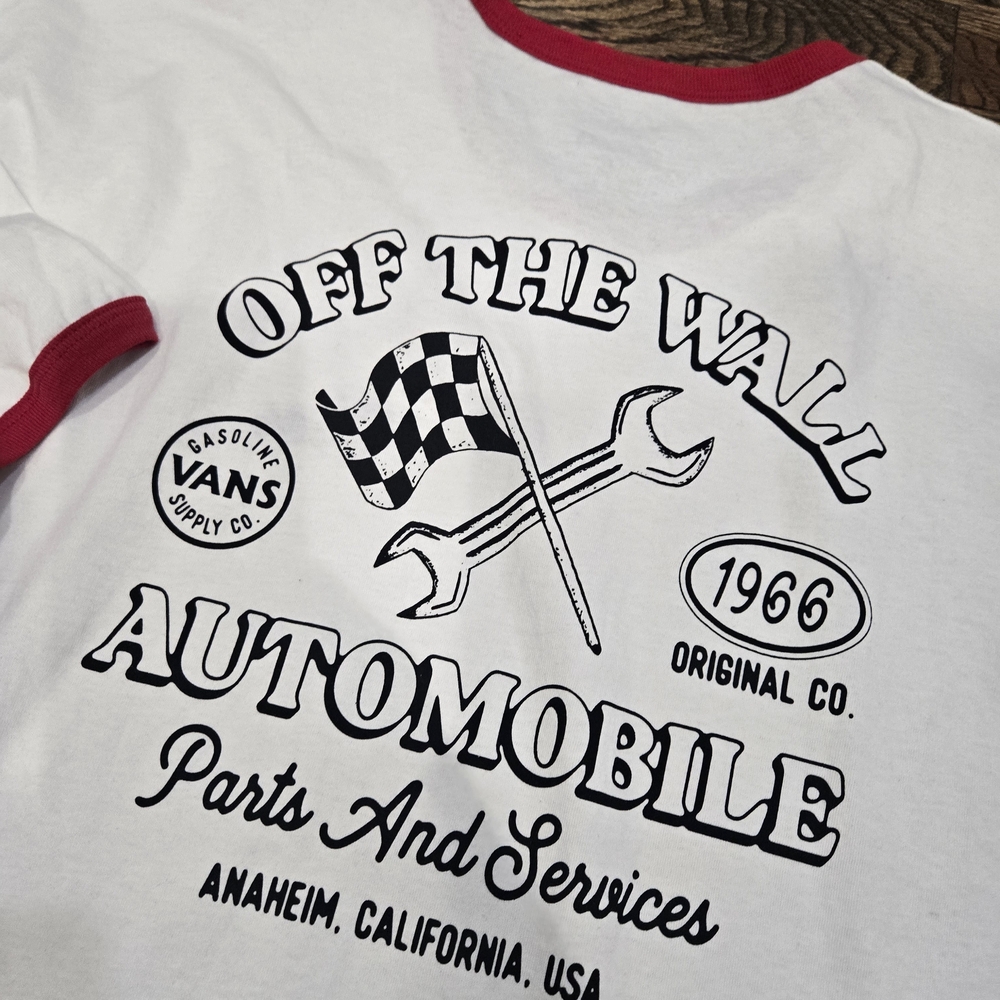 Vans Men's White & Red Ringer T-Shirt - Automobile Graphic XXL NWT - Picture 3 of 6